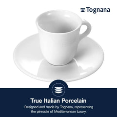 Tognana Italian Espresso Demitasse Cups & Saucers, Porcelain, Set of 2, 3 oz/90ml