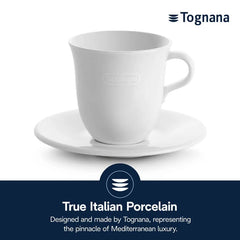 Tognana Italian Cappuccino Cups & Saucers, Porcelain, Set of 2, 9 oz