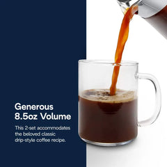 Long Coffee Glass Mugs, Set of 2, 8.5 oz.