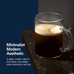 Long Coffee Glass Mugs, Set of 2, 8.5 oz.