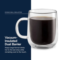 Double Wall Glass Mugs, Set of 2, 16.9oz/500ml